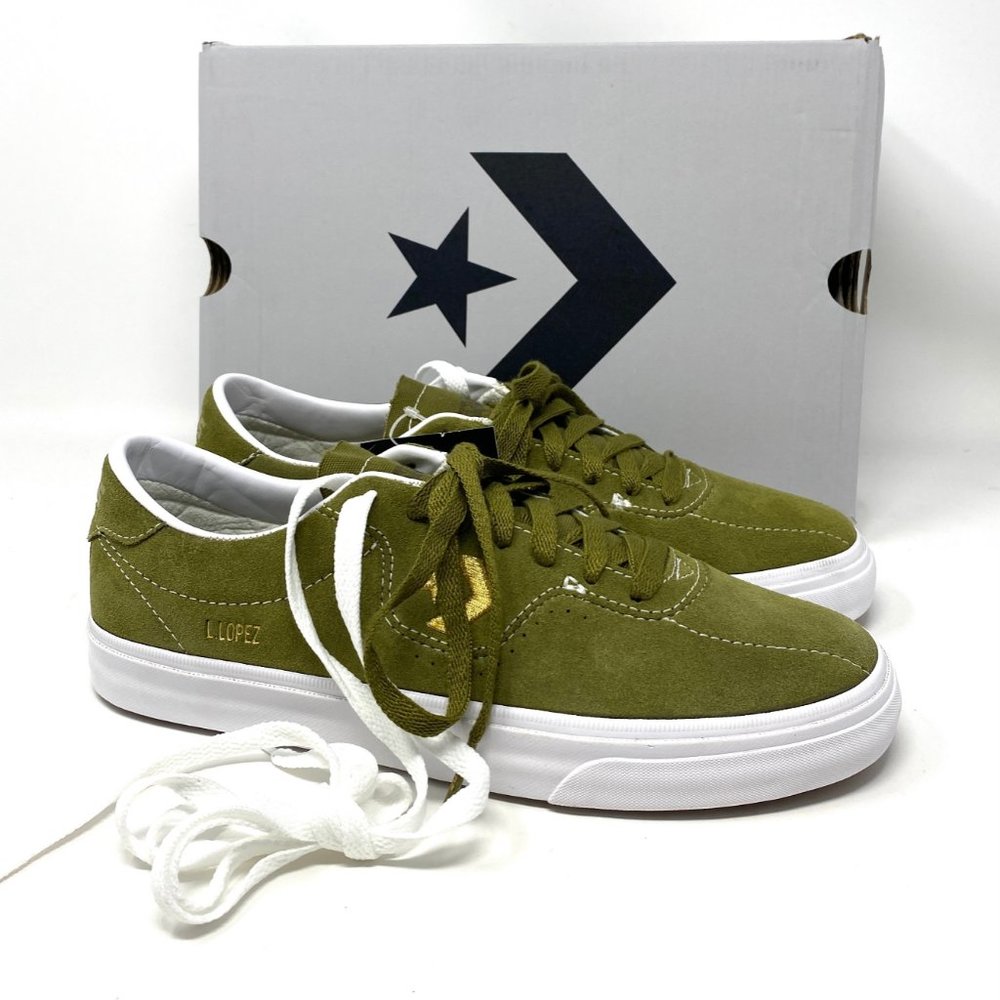CONVERSE Men Louie Lopez Pro OX Suede Dark Moss Gold Green Skate Sneaker 168669C - Picture 6 of 11